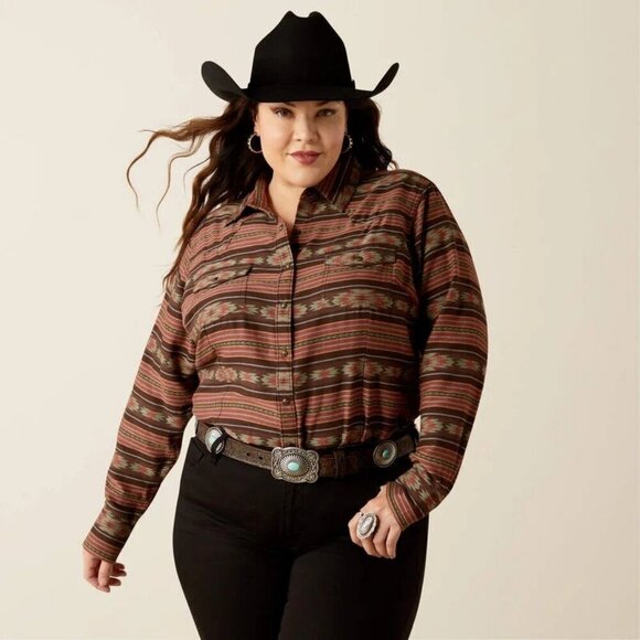 Ariat Women's Long Sleeve Everyday Western Print Snap Shirt Soft Silt Serape Pri - Picture 1 of 3